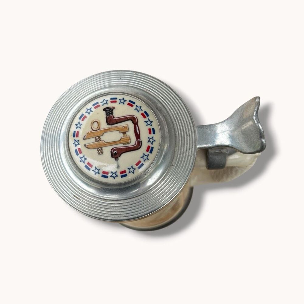 Avon 1986 The Shipbuilder Building of America Lidded Stein Uldis Klavins - Picture 7 of 9